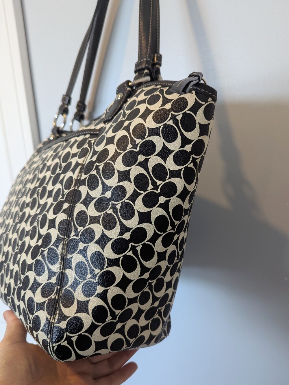 Coach Black and Cream Patterned Tote - Picture 4 of 9